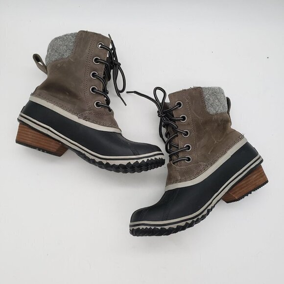 Sorel Slimpack II Quarry Leather Waterproof Boots Womens Size US 7 EUR 38 - Picture 1 of 11